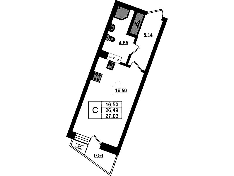 Квартира студия 27.03 м², 5/11 эт., ЖК «VEREN NORT Сертолово»